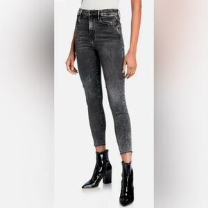 FRAME Ali High Rise Cigarette Acid Wash Black Jean